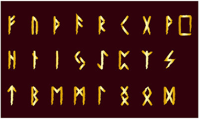 Sticker - Set of Old Norse Scandinavian runes. Rune alphabet. Occult ancient symbols.