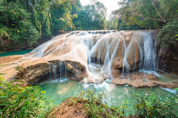 Sticker - Panoramic view of the emerald waterfalls at Roberto Barrios in Chiapas, Mexico