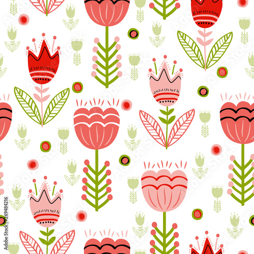 Cotton fabric Seamless surface folk flower pattern