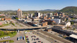 Aerial Perspective Homes on Hillside Downtown Uban City Center Roanoke Virginia