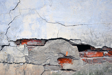 Wall Mural - Empty Old Brick Wall Texture. Painted Distressed Wall Surface. Grungy Wide Brickwall.