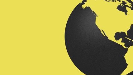 Wall Mural - warning black planet earth rotates around axis yellow abstract background