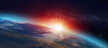 Planet Earth With A Spectacular Sunset "Elements Of This Image Furnished By NASA"