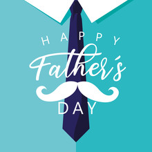 Happy Father Day Card With Moustache And Necktie