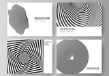 Fototapeta Boho - The minimalistic abstract vector layout of the presentation slides design business templates. Abstract 3D geometrical background with optical illusion black and white design pattern.