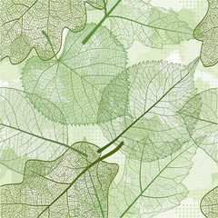Seamless pattern with abstract  green leaves. Vector illustration.  EPS 10