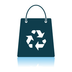 Sticker - Shopping Bag With Recycle Sign Icon