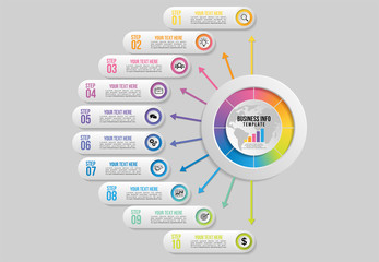 Wall Mural - Vector Infographic Design Template with Options Steps and Marketing Icons can be used for info graph, presentations, process, diagrams, annual reports, workflow layout