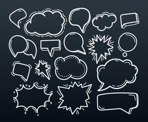 Aufkleber - Abstract handdrawn doodle speech clouds set. Vector design elements
