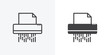 © alekseyvanin - Documents shredder icon. line and glyph version, Paper shredding machine outline and filled vector sign. linear and full pictogram. Symbol, logo illustration. Different style icons set