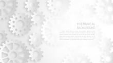 Abstract White Mechanical Gear Background Concept.
