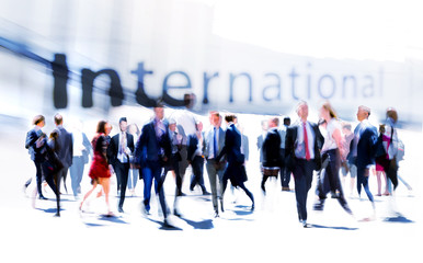 Poster - Business people rushing in the City. Beautiful abstract blurred image representing modern business life, success, moving concept.