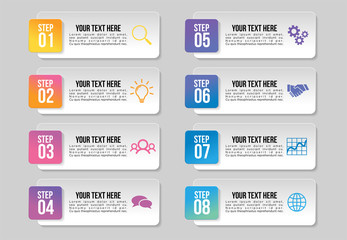 Vector Infographic Design Template with Options Steps and Marketing Icons can be used for info graph, presentations, process, diagrams, annual reports, workflow layout