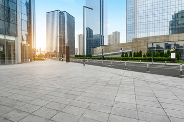 Leinwandbilder - Panoramic skyline and buildings with empty concrete square floor,chongqing,china