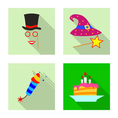 Wall Mural - Vector design of party and birthday icon. Collection of party and celebration vector icon for stock.