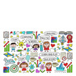 © Cepheia - Vector set of learning English language, children's drawing icons in doodle style. Painted, colorful, pictures on a piece of paper on white background.