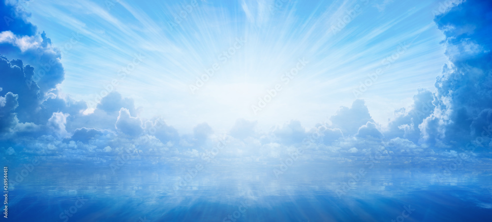 Bright light from heaven, light of hope and happyness from skies - obrazy, fototapety, plakaty 