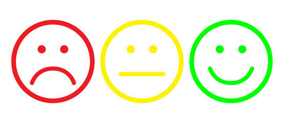 Red, yellow and green smileys