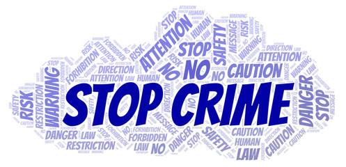 Stop Crime word cloud. Wordcloud made with text only.