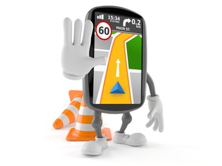 Canvas Print - GPS navigation character with stop gesture