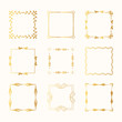 © Kirill - Set of golden square elegant frames and gold wedding flourish borders. Vector isolated calligraphic design elements. Vintage break.