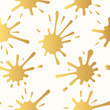 © Kirill - Hand drawn golden paint splatter seamless pattern. Gold ink drips background. Vector isolated grunge texture.