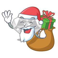 Wall Mural - Santa with gift white diamond in the character box