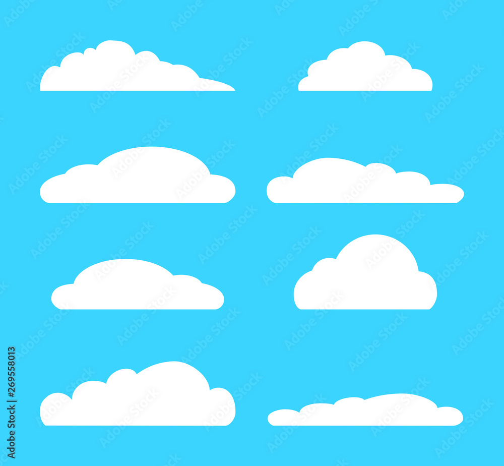 Cloud icon set. Vector illustration of clouds collection.