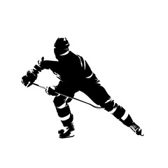 Sticker - Ice hockey player, isolated vector silhouette, front view