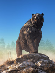 Fototapete - The short-faced bear, or Arctodus Simus, is an genus of bear that inhabited North America during the Pleistocene, a apex predator of the ice age.  3D Rendering 