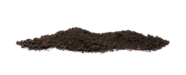 Pile of soil on white background. Fertile ground