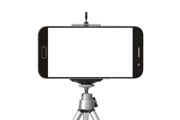 Wall Mural - black smart phone with tripod isolated on white