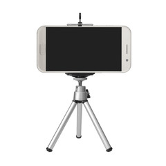 Wall Mural - smart phone and tripod isolated on white