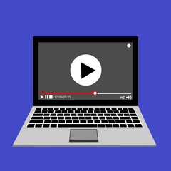 Modern video player design template for web and mobile apps flat style. Vector illustration