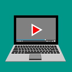 Modern video player design template for web and mobile apps flat style. Vector illustration