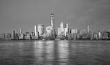 Fototapeta Miasto - New York City black and white panorama at sunset, USA.