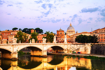 Wall Mural - Aerial view of St. Peters Basilica in Vatican City with Vittorio Emanuele II bridge