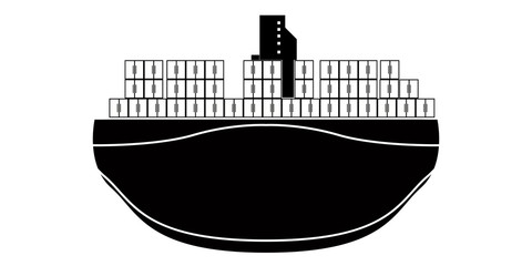 Wall Mural - Isolated front view of a cargo ship icon - Vector