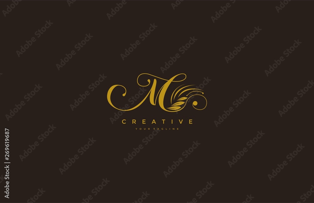 M letter luxury flourishes ornament logo Stock Vector | Adobe Stock