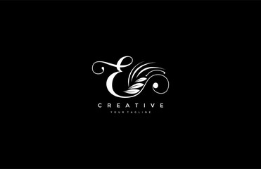 E letter luxury flourishes ornament logo