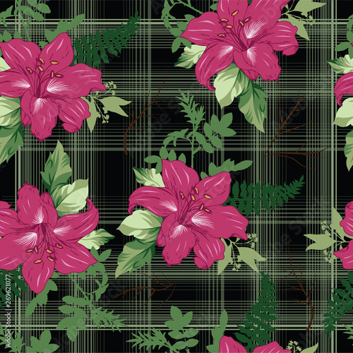 beautiful flower branches with leaf vector seamless pattern