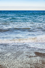 Seascape, view of beach and sea waves