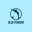 Blue Penguin Logo Design in a circle