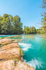 Sticker - Panoramic view of the turquoise waterfalls at Agua Azul in Chiapas, Mexico