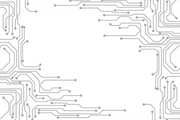 Fototapete - Circuit Board Technology Information Pattern Concept Vector Background. Grayscale Color Abstract PCB Trace Data Infographic Design Illustration.