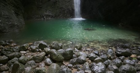 Wall Mural - Beautiful waterfall in the cave Slap Koziak in Slovenia