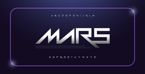 Wall Mural - sport modern alphabet space font. technology typography white regular fonts uppercase. vector illustration