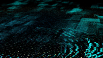 Fototapete - Futuristic digital matrix particles grid virtual reality abstract cyber space environment background
