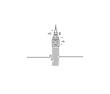 A Clock Tower Hand Drawn, Big Ben London - Outline for Design Vector Illustration