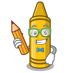 Poster - Student yellow crayon in the cartoon shape